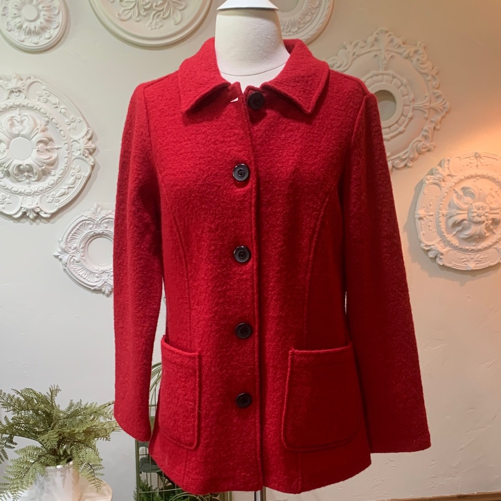 Chico's Vibrant Red Pea Coat